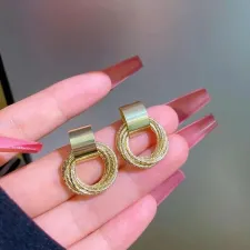 Fashionable Geometric Golden Earrings